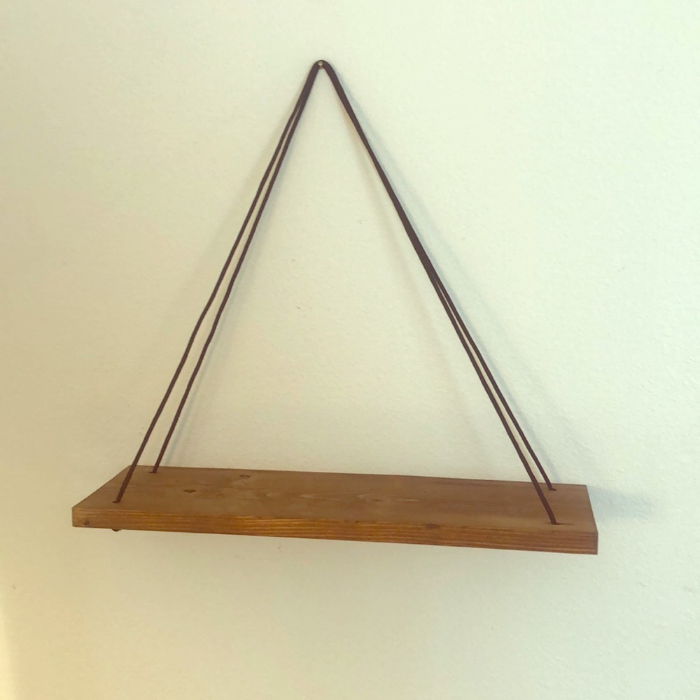 Hanging shelf brown stain with black accents